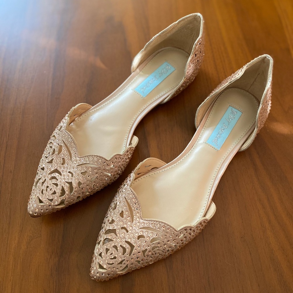 Betsey Johnson Lucy Embellished Flats NEVER WORN